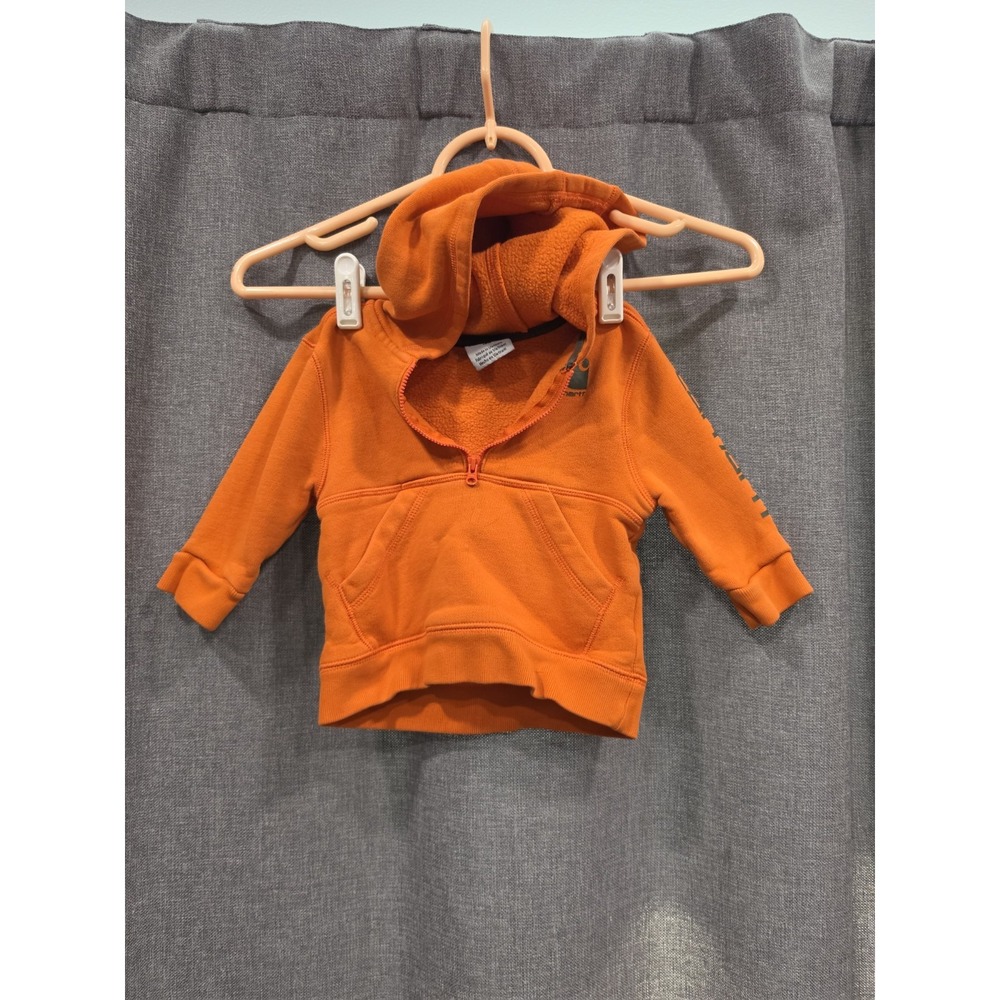 Carhartt Baby 12M Orange Fleece Lined Hooded Quarter Zip Sweatshirt Hoodie